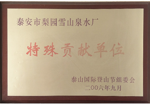 2006年9月(yuè)泰山國際登山節組委會特殊貢獻單位